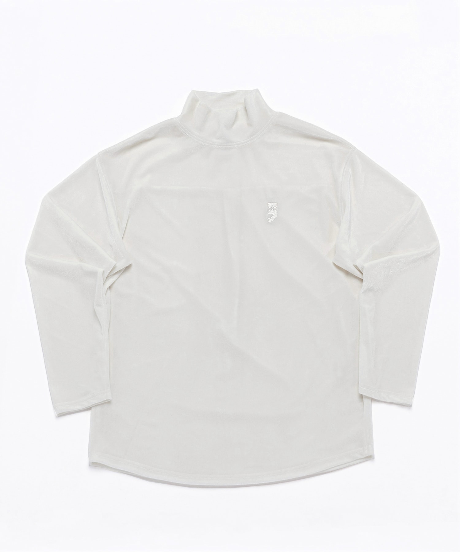 DROP-SHOULDER VELVET TURTLE-NECK TEE (Ivory)
