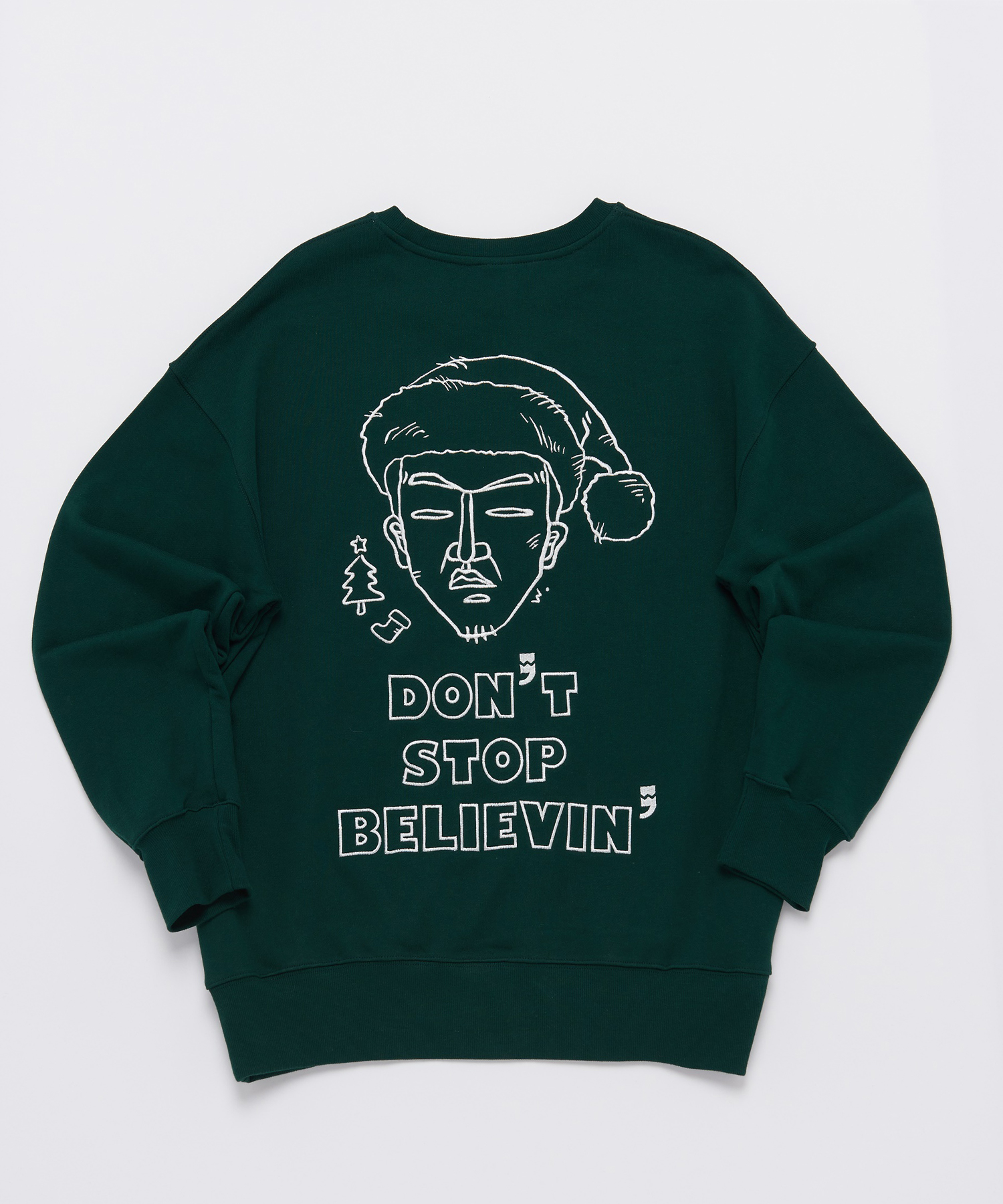 DROP-SHOULDER SANTA SWEAT-SHIRT (Deep Green)