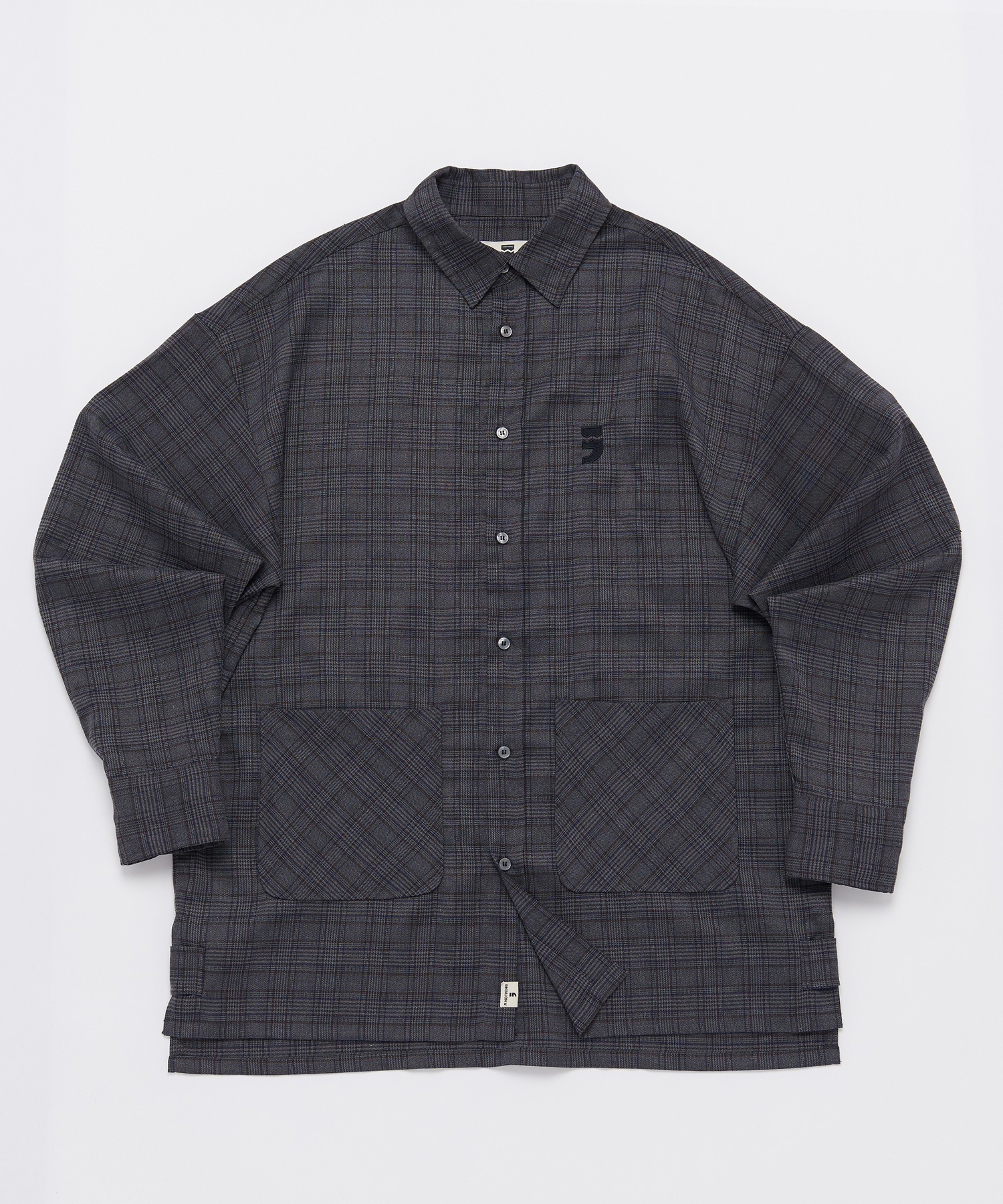 GREN-CHECK SANTA DROP-SHOULDER SHIRT (Charcoal)