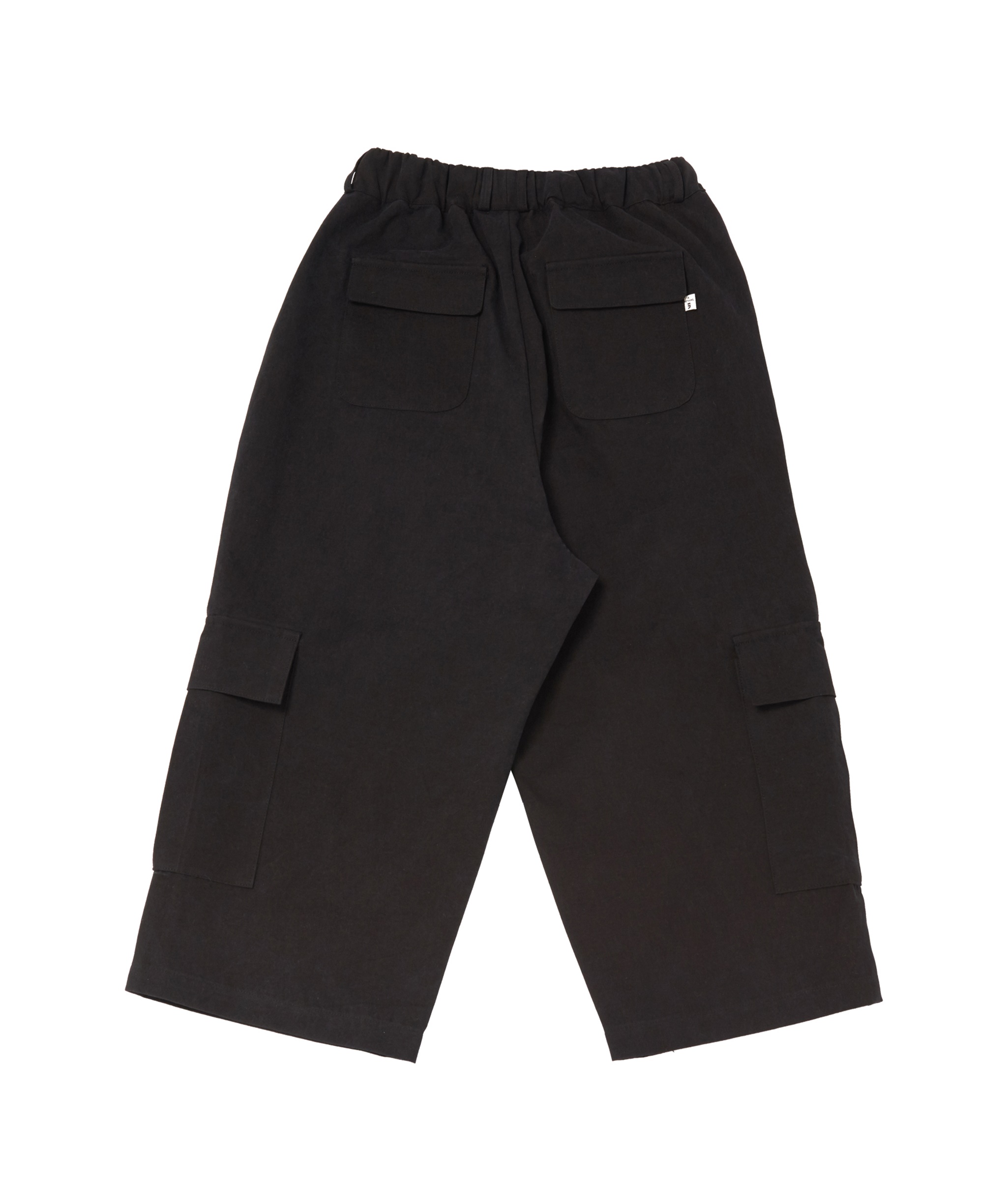 WASHED CANVAS CARGO WIDE PANTS (Black)