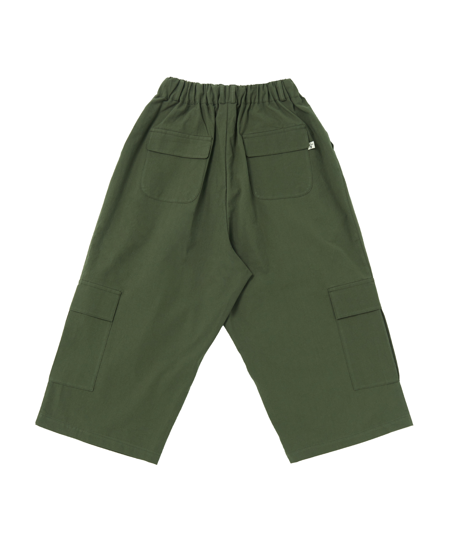 LINEN-COTTON CARGO WIDE PANTS (Khaki)