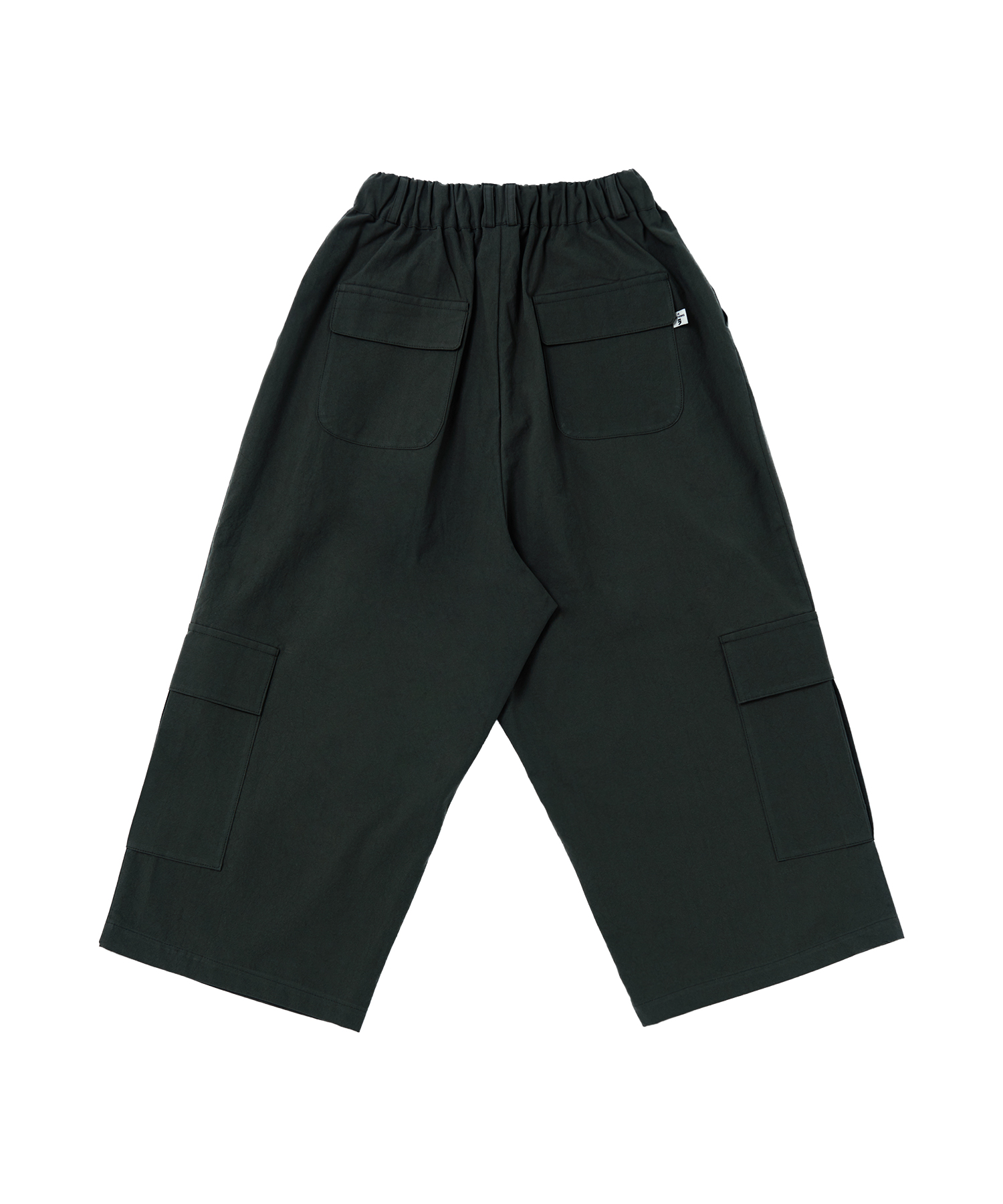 LINEN-COTTON CARGO WIDE PANTS (Charcoal)