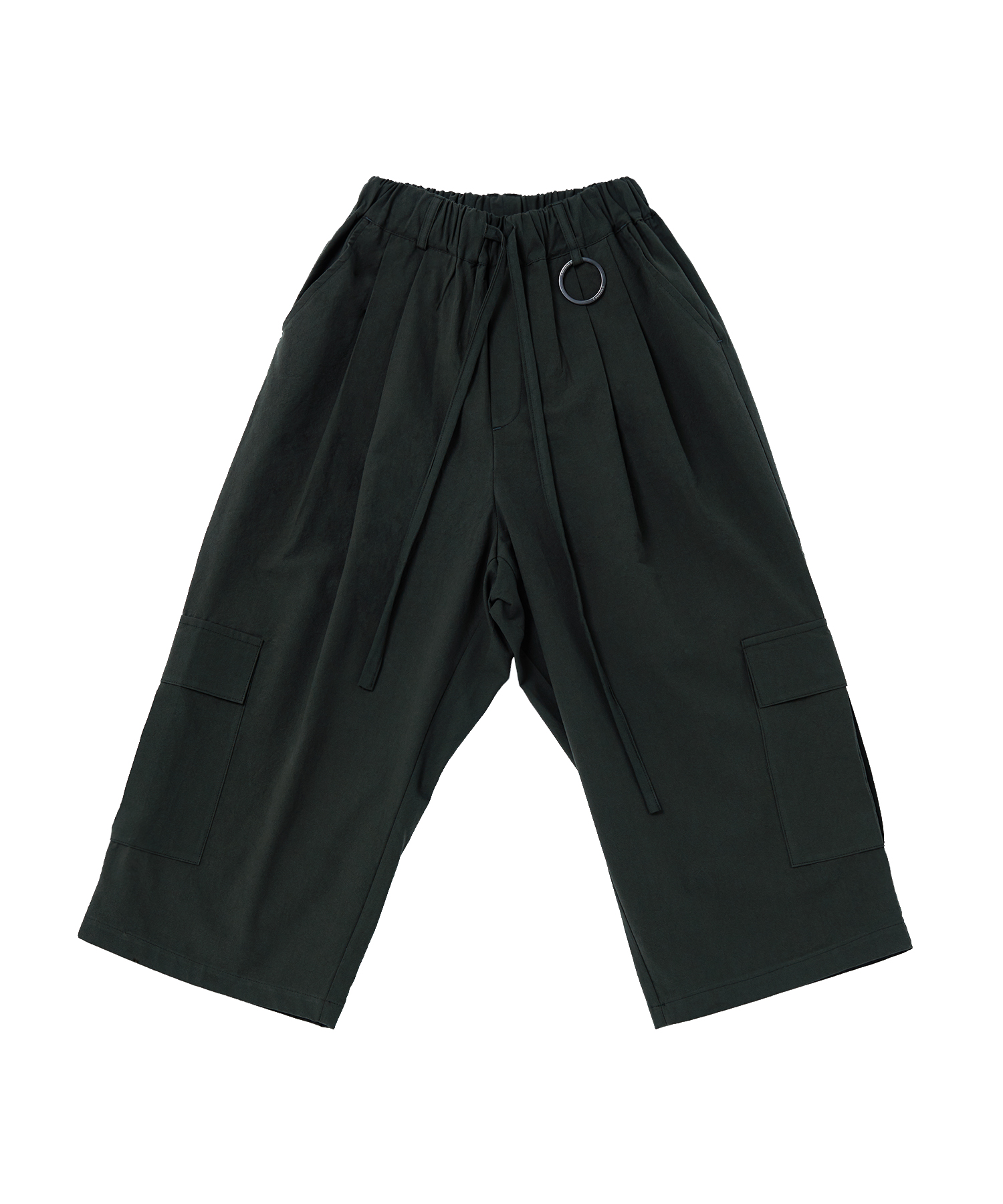 LINEN-COTTON CARGO WIDE PANTS (Charcoal)