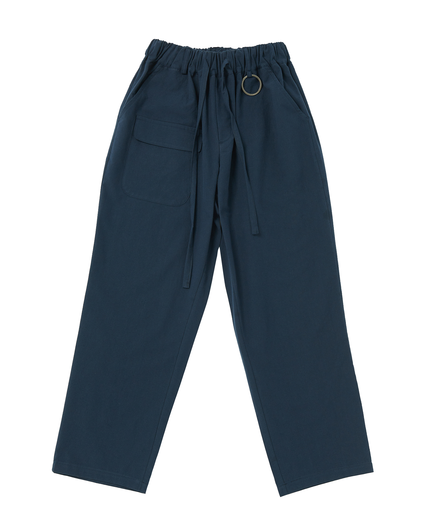 LINEN-COTTON FRONT CARGO PANTS (Navy)