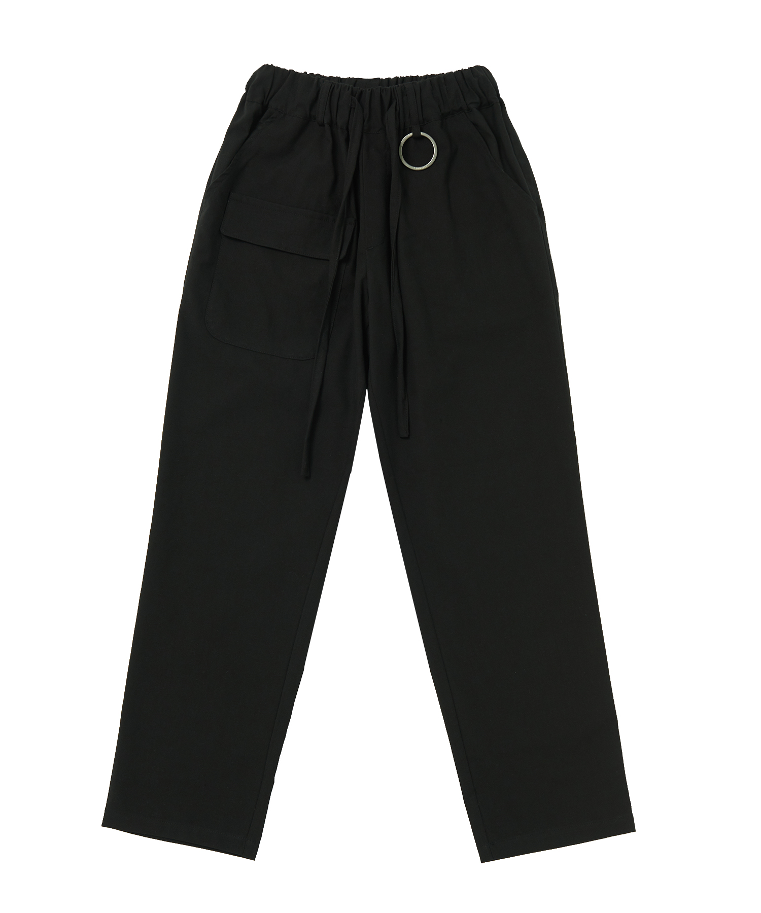 LINEN-COTTON FRONT CARGO PANTS (Black)