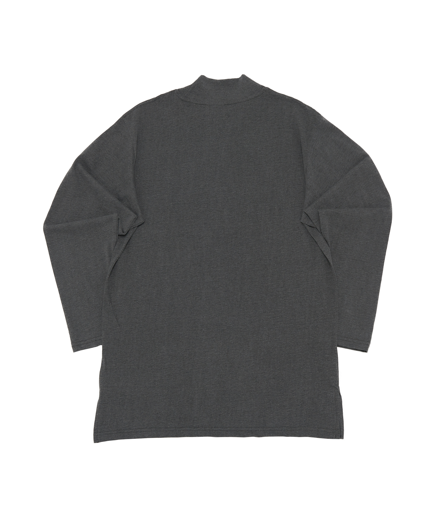 HALF TURTLE-NECK INNER LAYERED TEE (Charcoal)