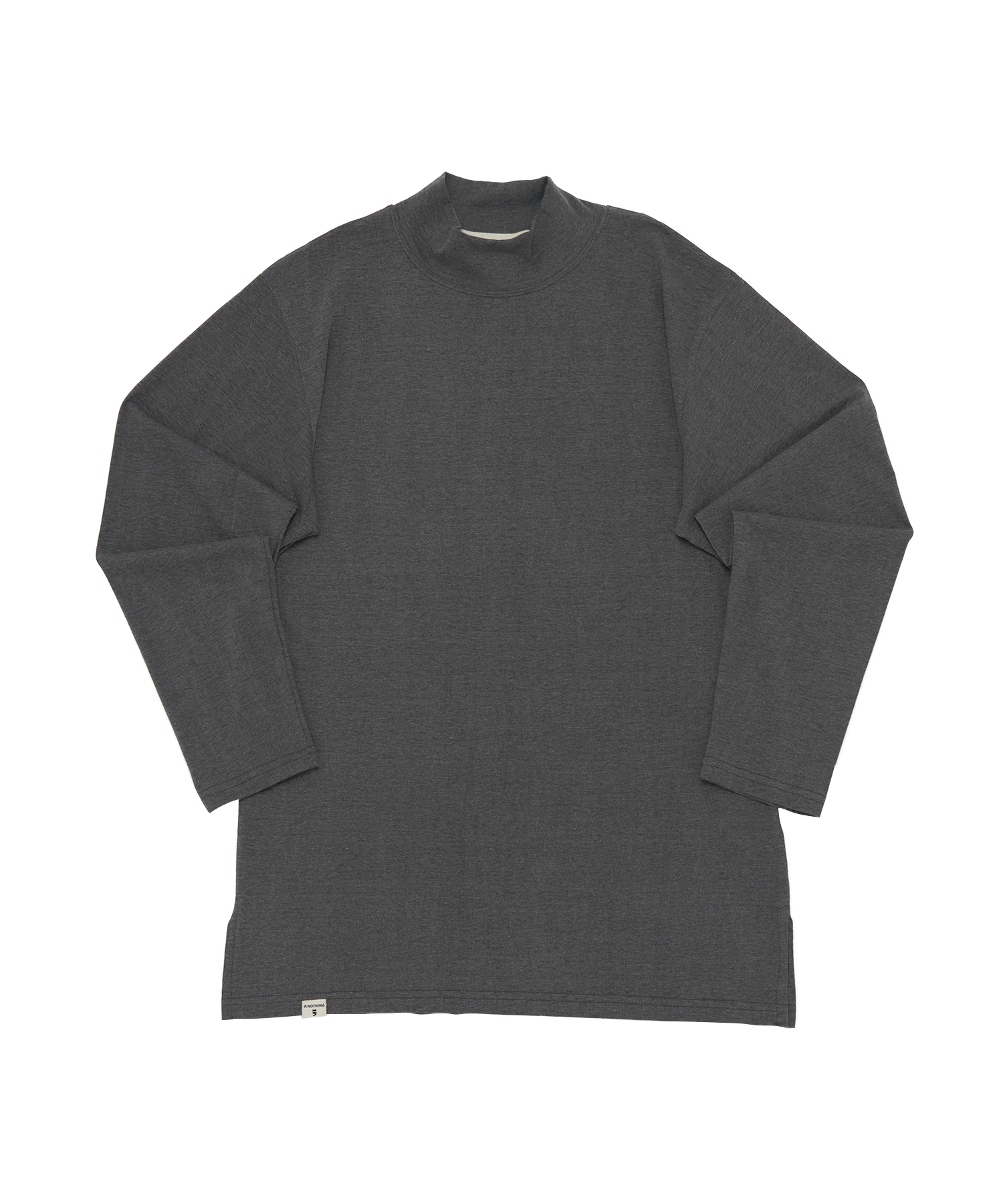 HALF TURTLE-NECK INNER LAYERED TEE (Charcoal)