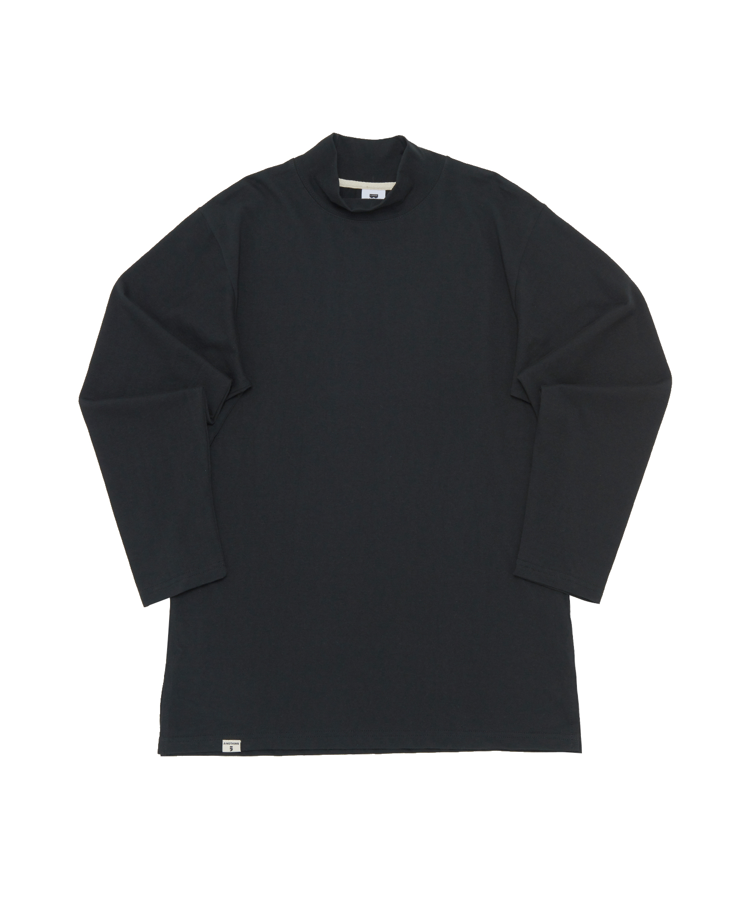 HALF TURTLE-NECK INNER LAYERED TEE (Black)