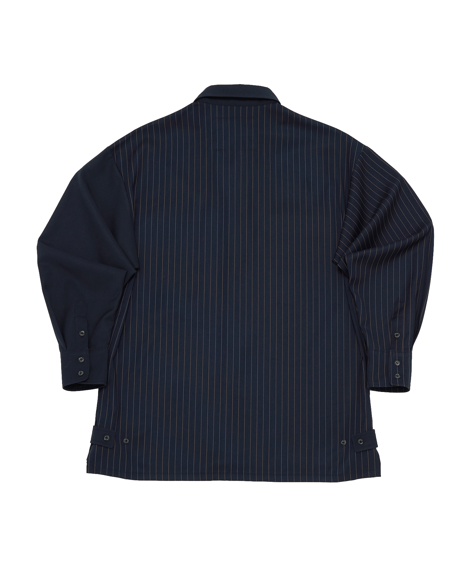 STRIPE N PLAIN COMBINATION SHIRT (Navy)