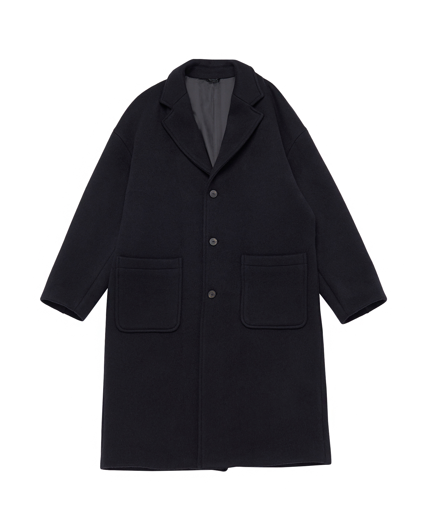OVERSIZE WOOL CHESTERFIELD COAT (Black)