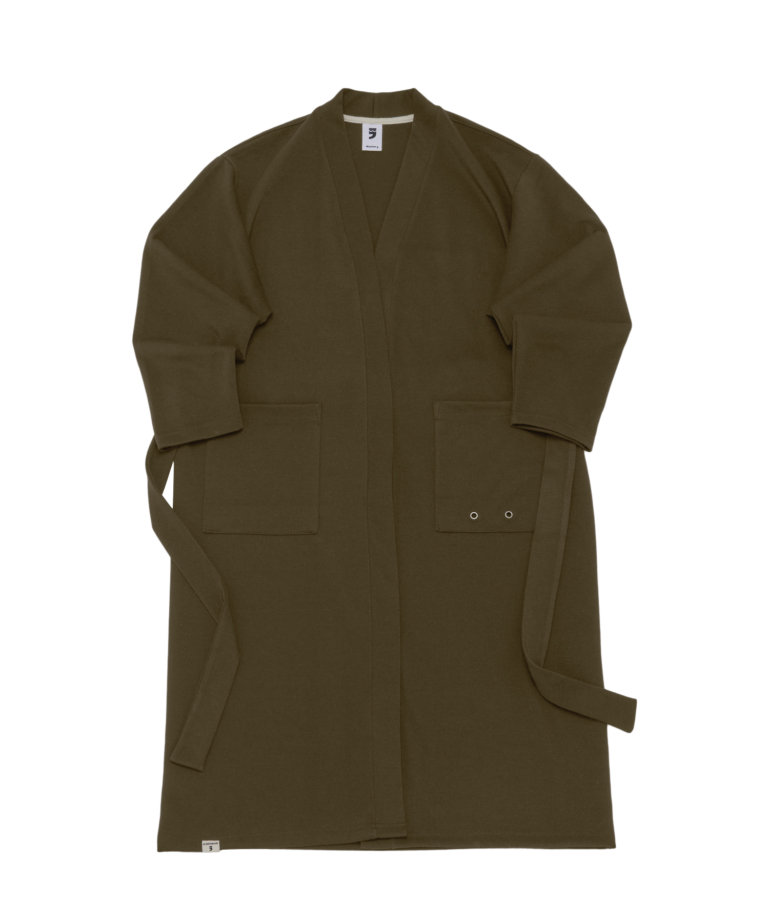 WOOL KNIT LAYERED ROBE CARDIGAN (Brown)