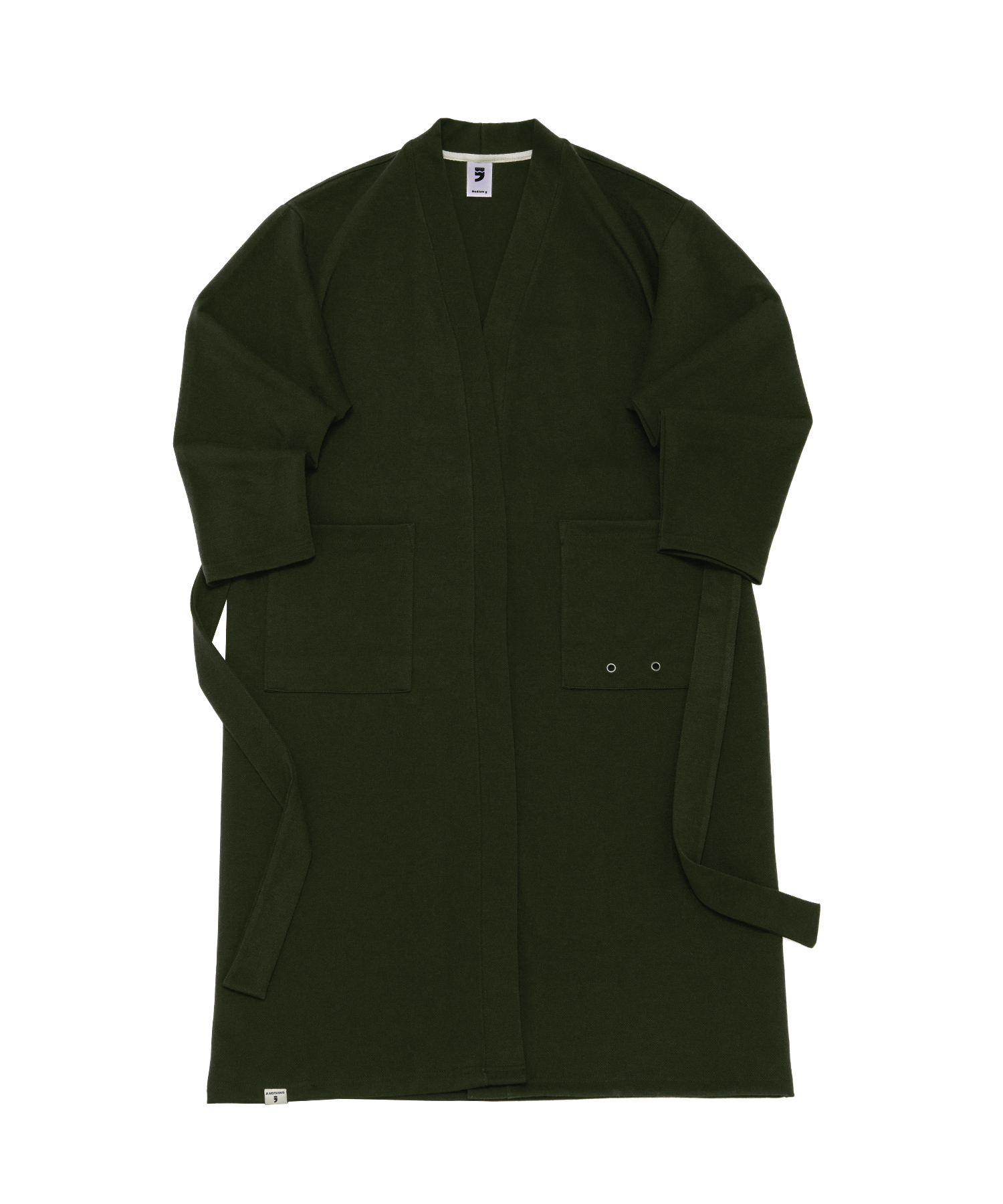 WOOL KNIT LAYERED ROBE CARDIGAN (Khaki)