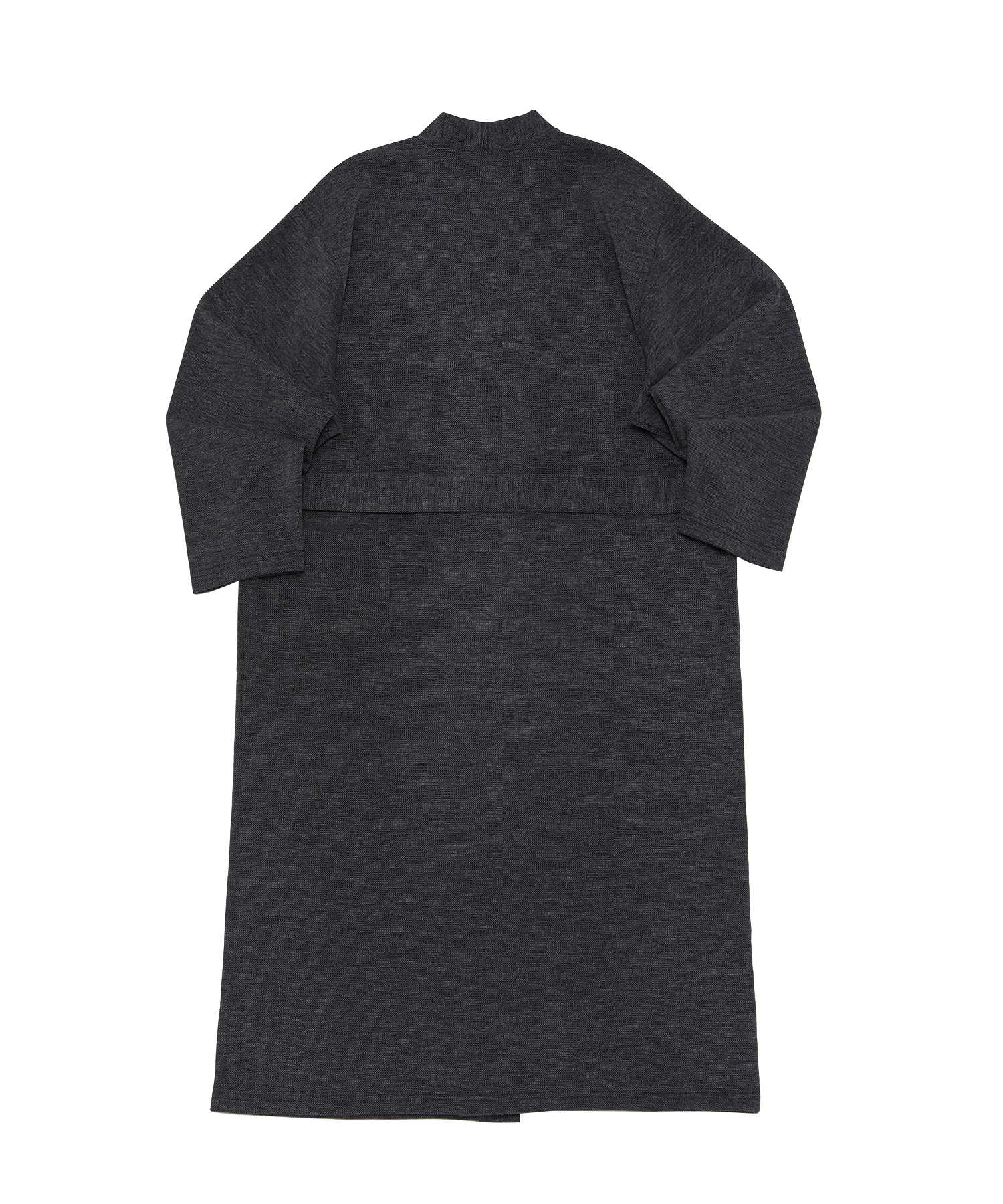WOOL KNIT LAYERED ROBE CARDIGAN (Charcoal)