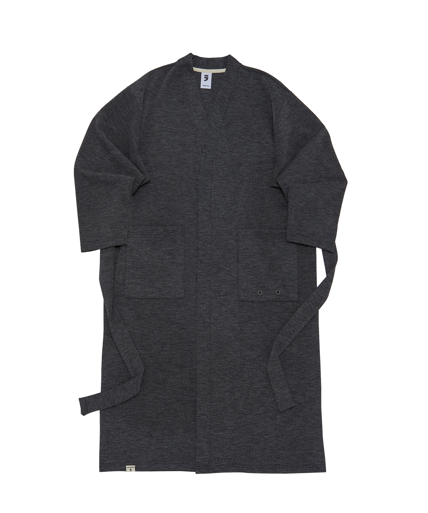 WOOL KNIT LAYERED ROBE CARDIGAN (Charcoal)