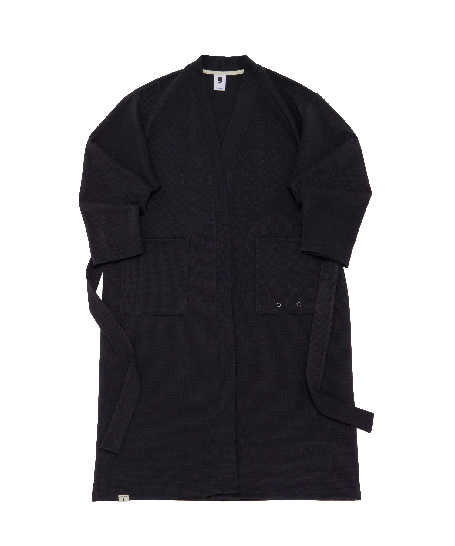WOOL KNIT LAYERED ROBE CARDIGAN (Black)