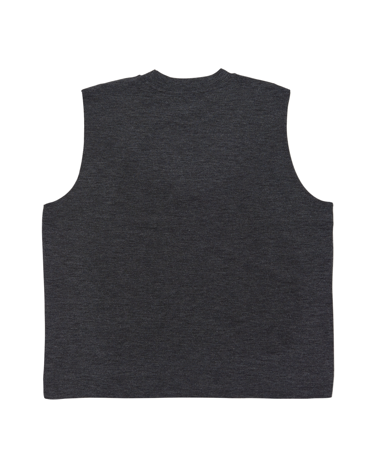 REVERSAL CUT WOOL KNIT VEST (Charcoal)
