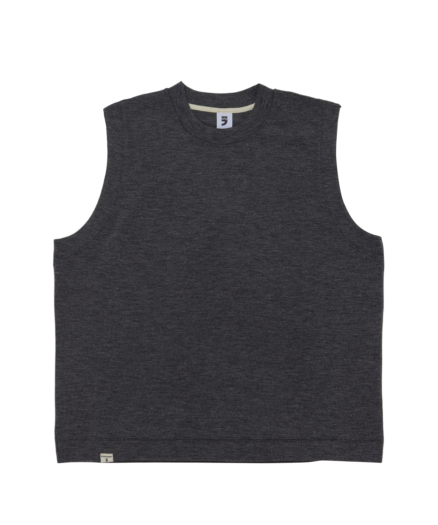 REVERSAL CUT WOOL KNIT VEST (Charcoal)
