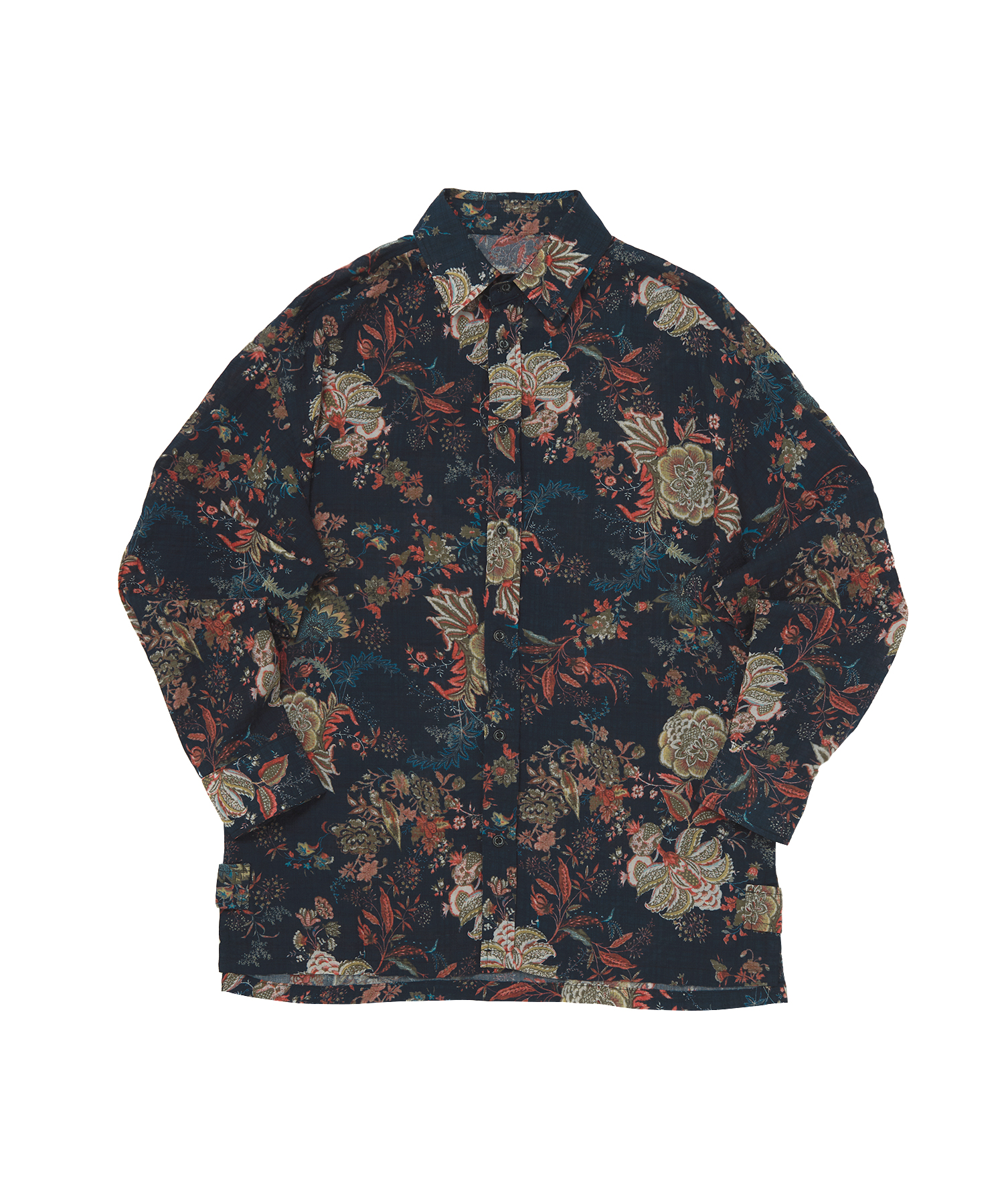 VINTAGE FLOWER DROP-SHOULDER SHIRT (Navy)