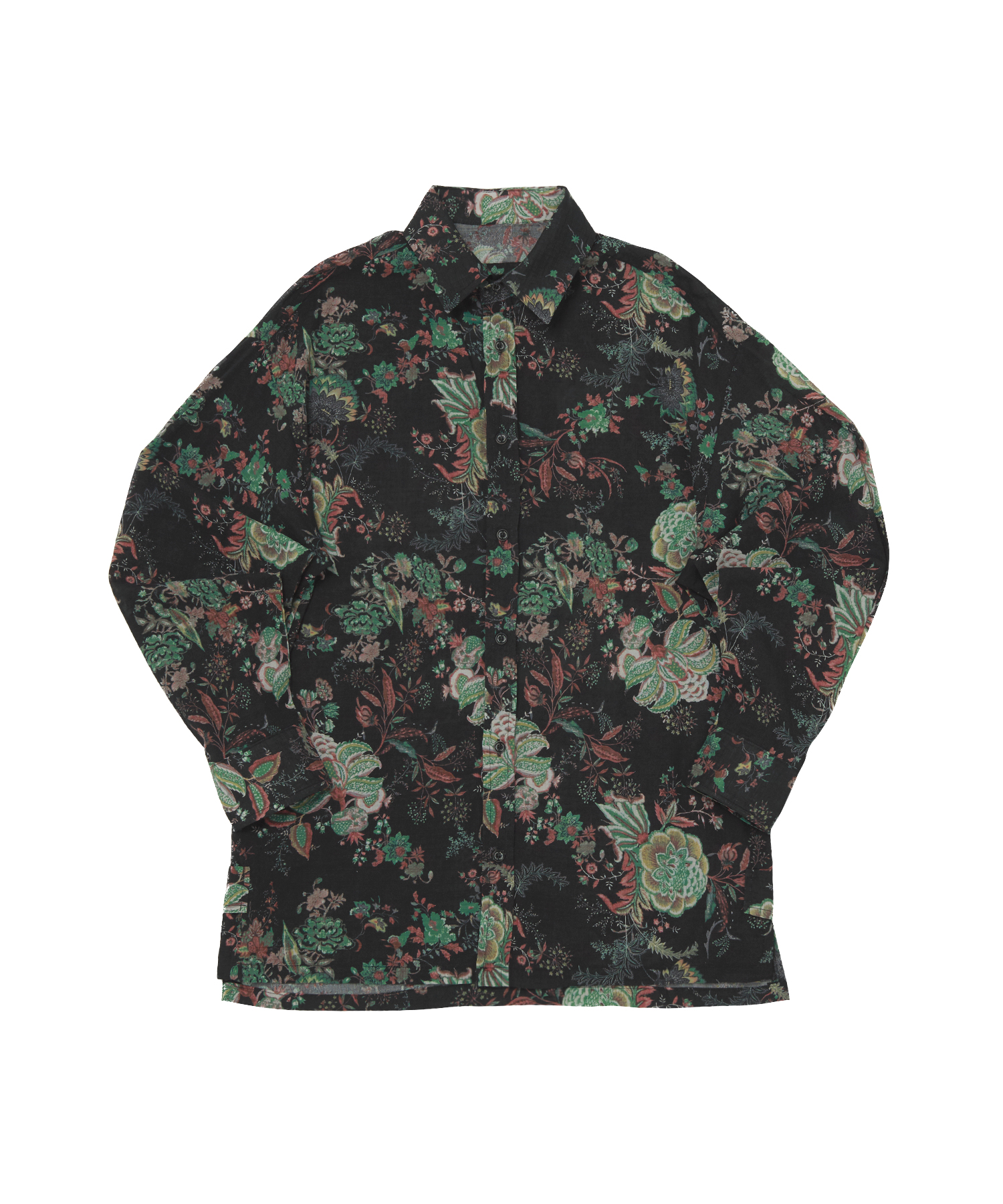 VINTAGE FLOWER DROP-SHOULDER SHIRT (Black)