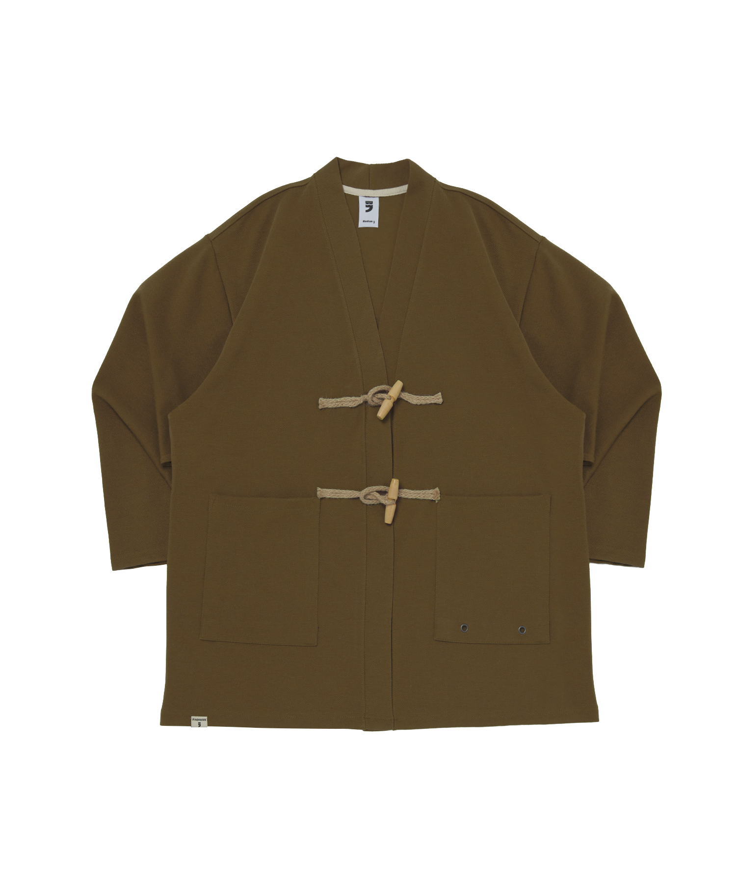 WOOL KNIT TOGGLE-BUTTON CARDIGAN (Brown)