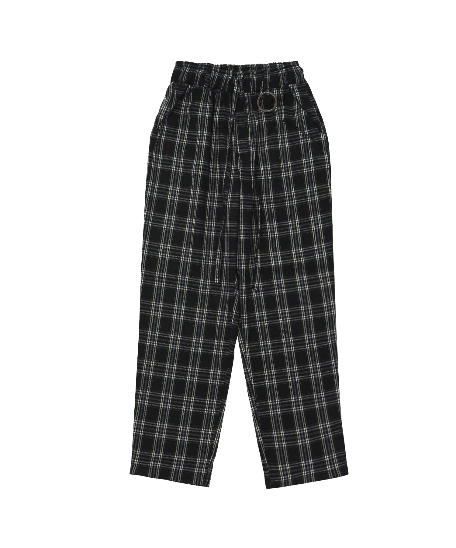 ALMAS CHECK LOOSE-FIT PANTS (Black)
