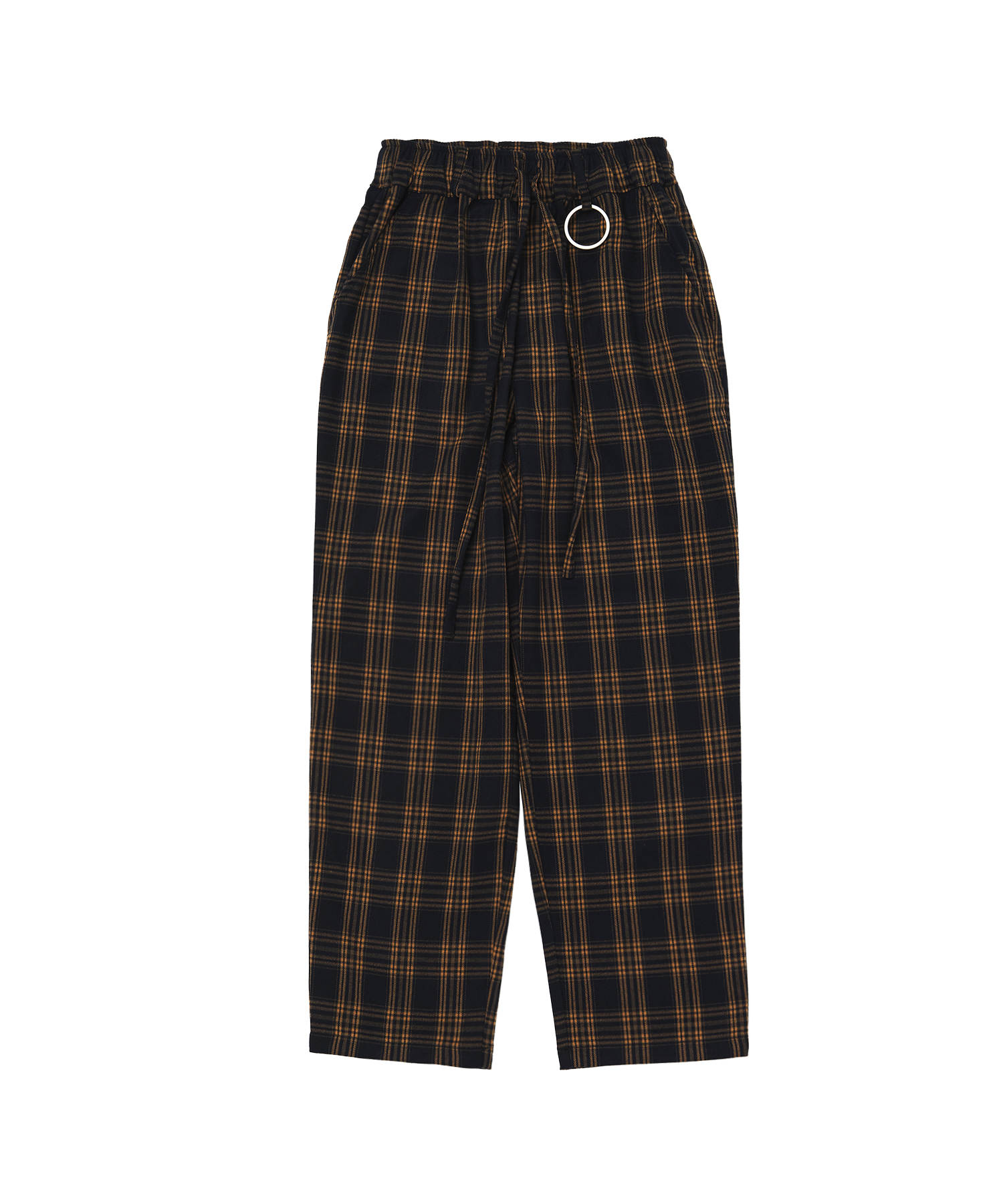 ALMAS CHECK LOOSE-FIT PANTS (Navy)