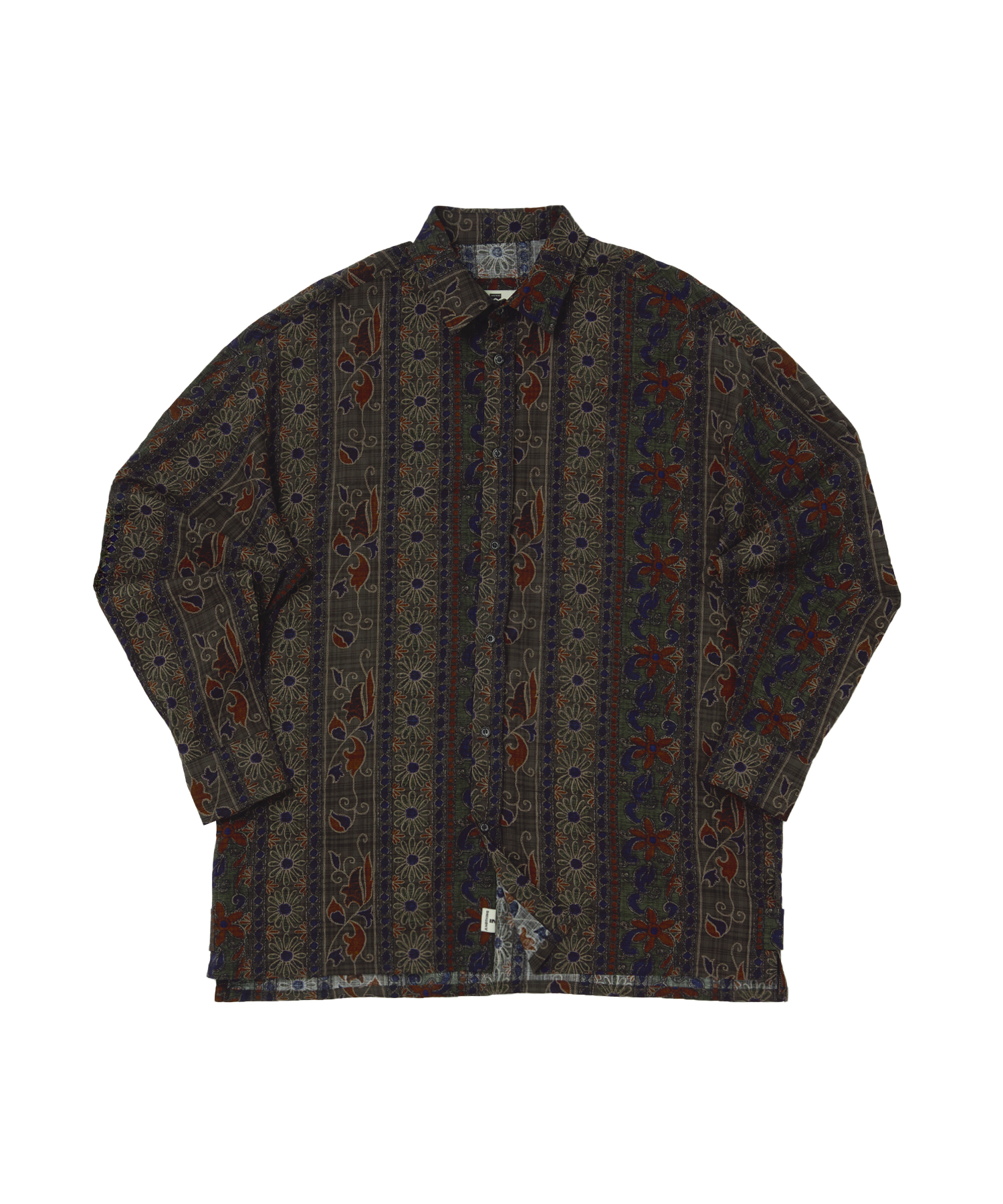 WOOD-CUT DROP-SHOULDER SHIRT (Khaki)