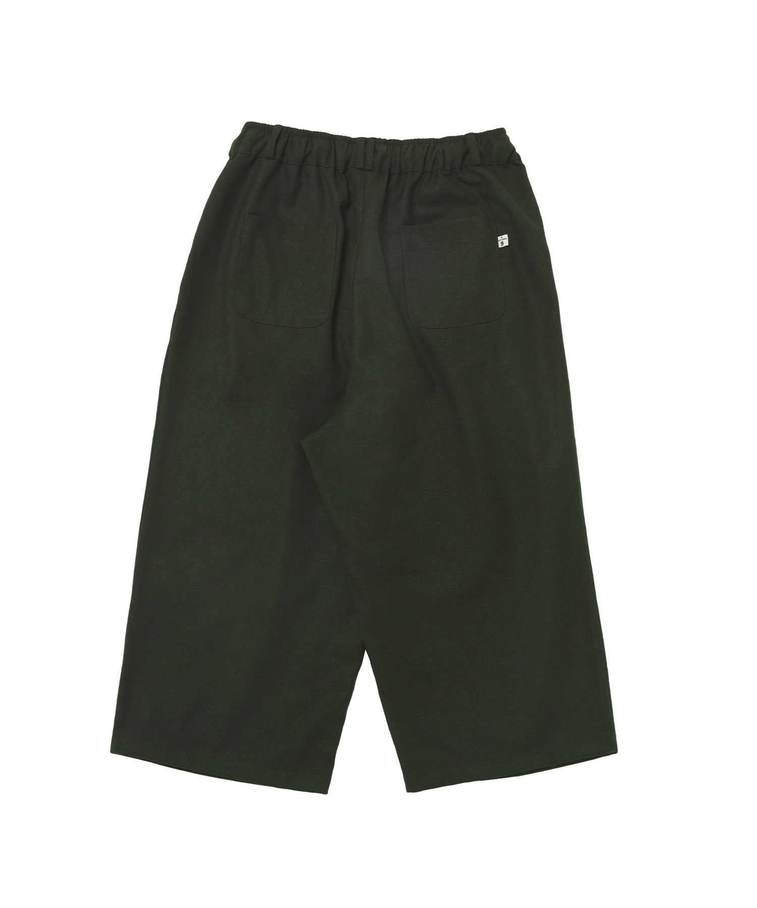 BLENDING-WOOL CROP WIDE PANTS (Khaki)