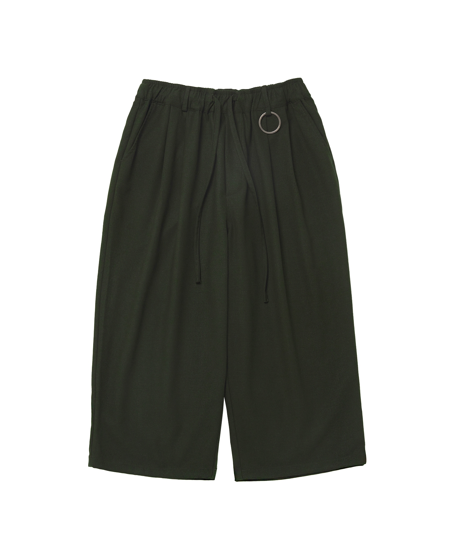 BLENDING-WOOL CROP WIDE PANTS (Khaki)