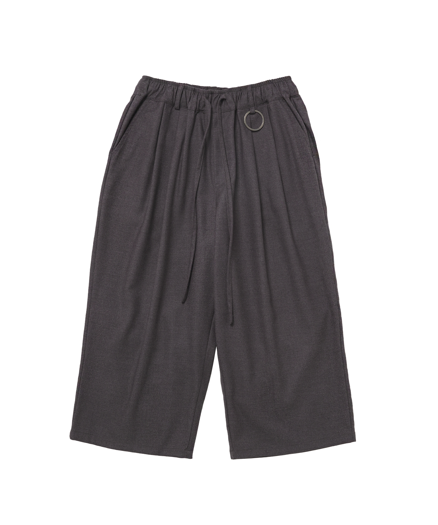 BLENDING-WOOL CROP WIDE PANTS (Gray)