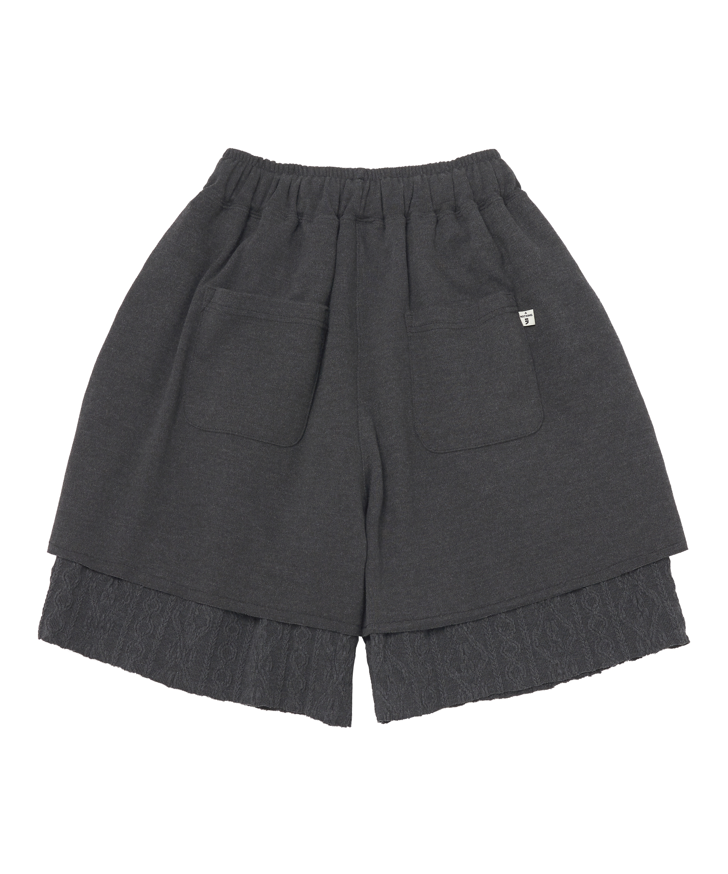 TWISTED ELASTIC LAYERED 1/2 PANTS (Charcoal)