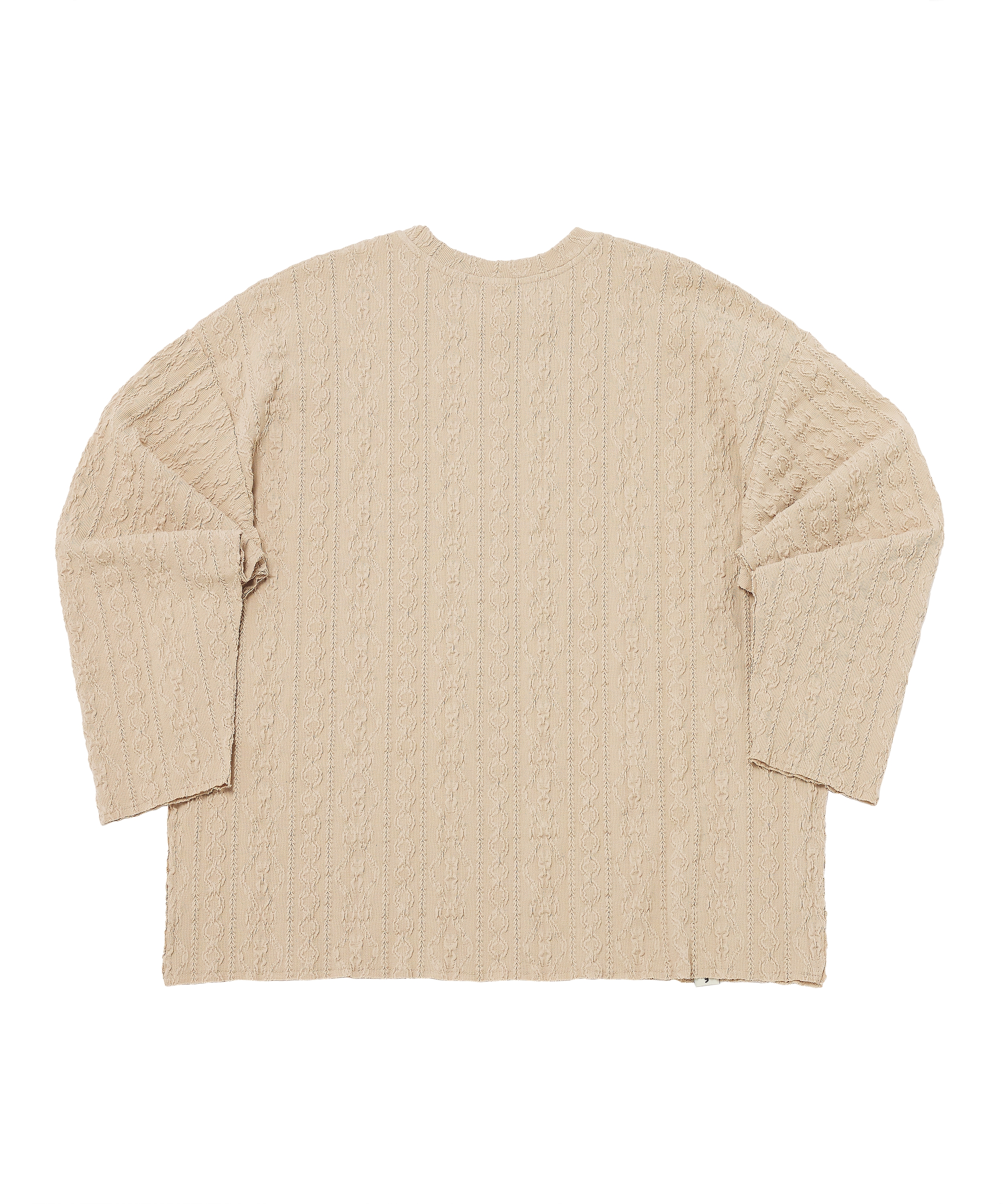 TWISTED ELASTIC CUT-OUT BOX TEE (Beige)