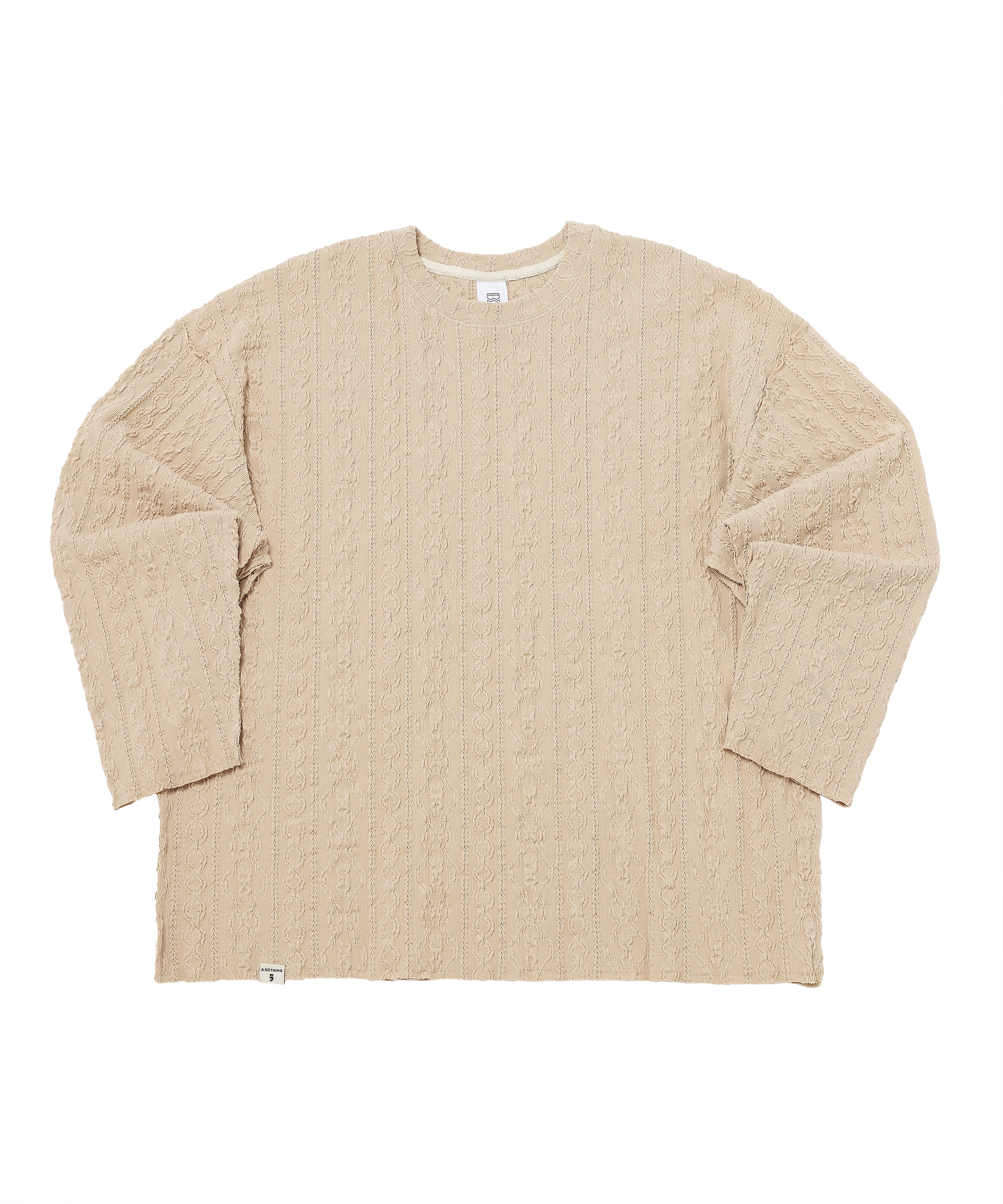 TWISTED ELASTIC CUT-OUT BOX TEE (Beige)