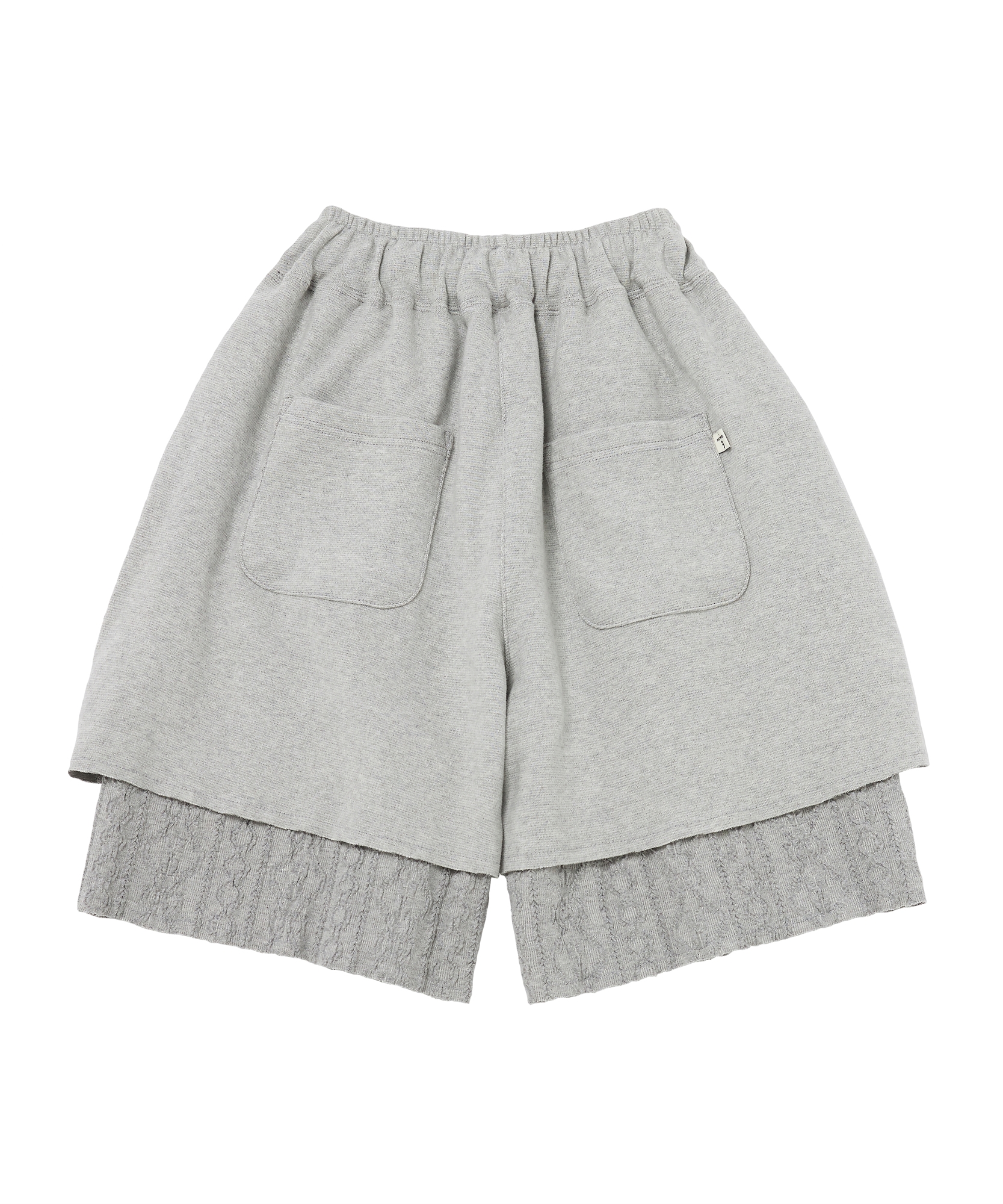TWISTED ELASTIC LAYERED 1/2 PANTS (Gray)