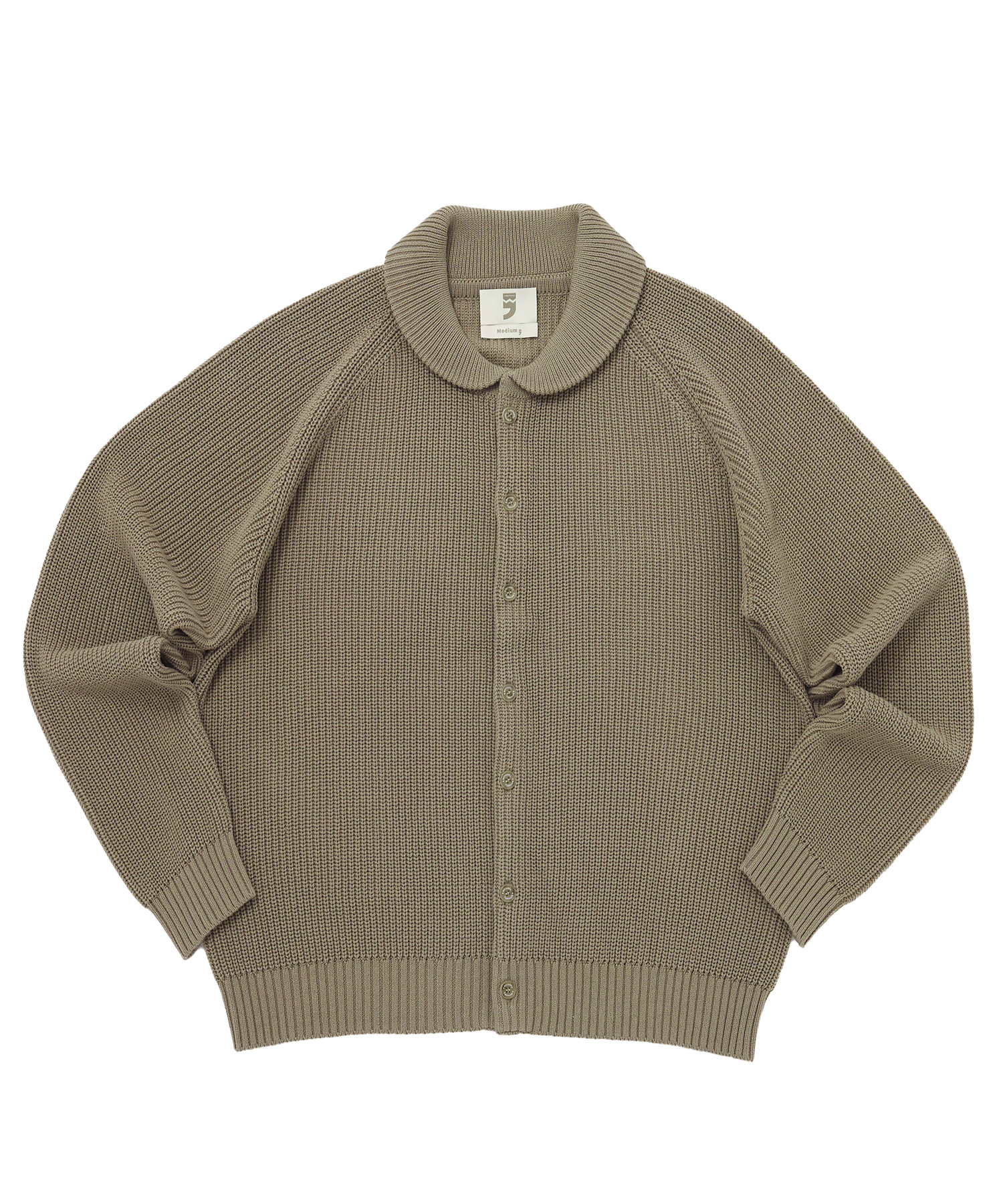 ROUND-COLLAR 7G KNIT CARDIGAN (Beige)