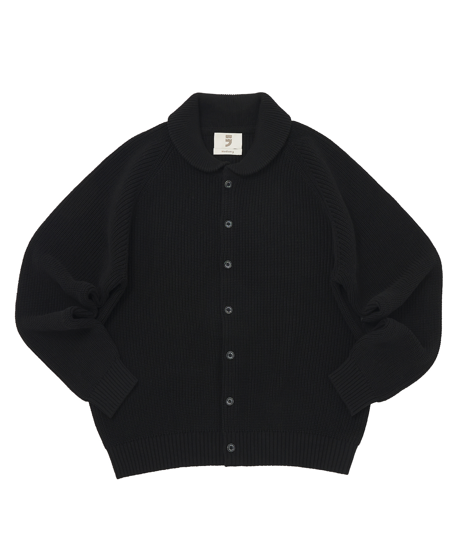 ROUND-COLLAR 7G KNIT CARDIGAN (Black)