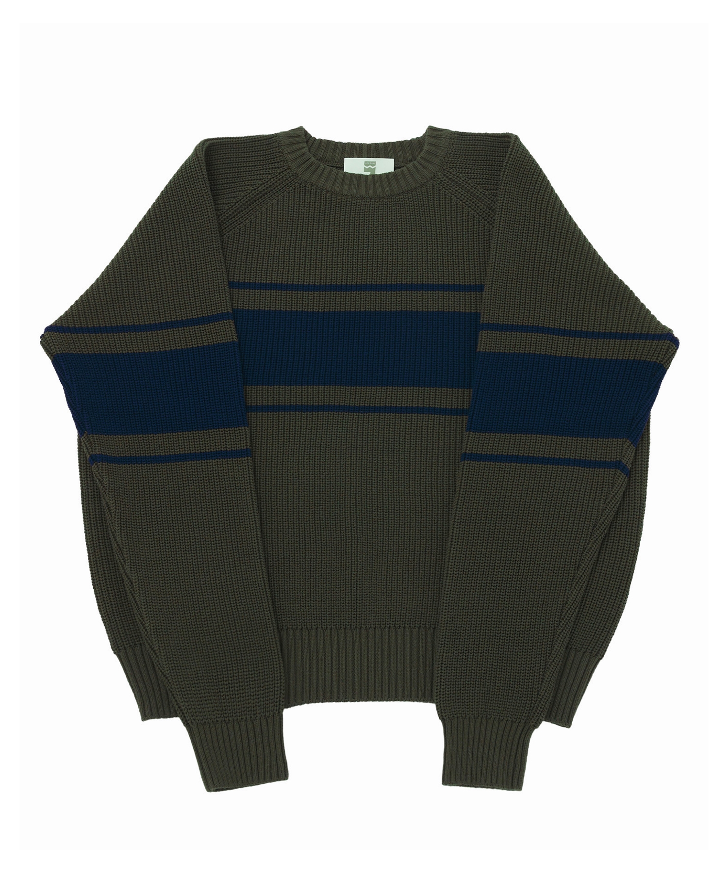 COLOR-LINE 7G KNIT CREW-NECK (Khaki)