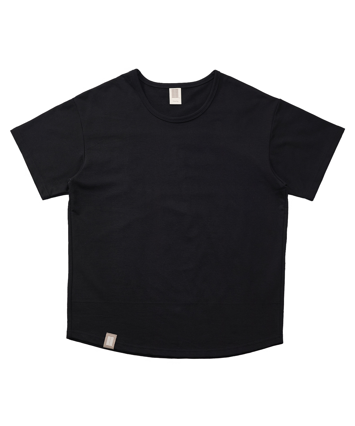 ESSENTIAL PLEAT U-NECK 1/2 TEE (Black)