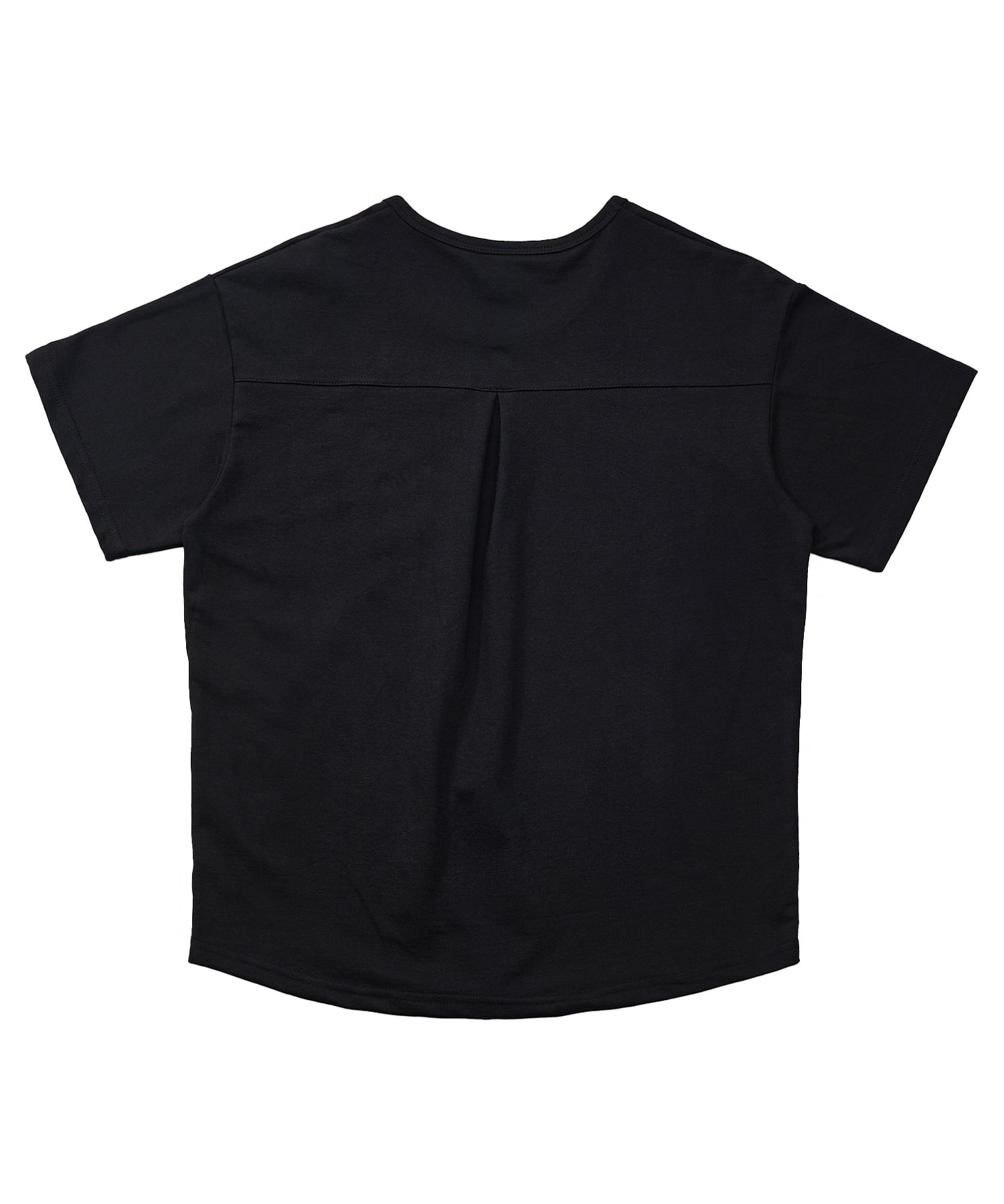 ESSENTIAL PLEAT U-NECK 1/2 TEE (Black)