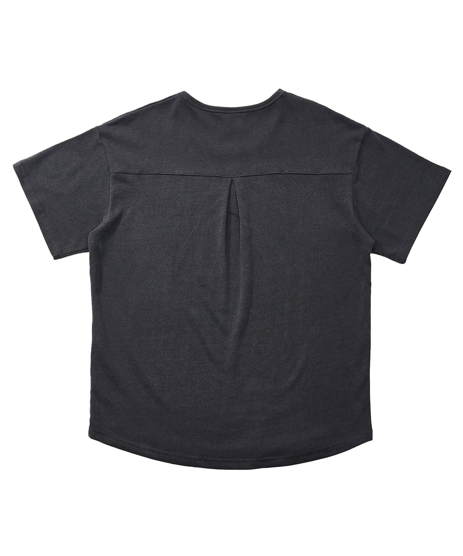 ESSENTIAL PLEAT U-NECK 1/2 TEE (Charcoal)