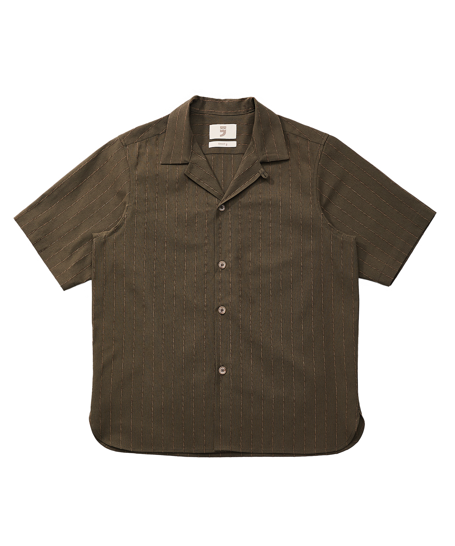 STRIPE L-C TAILORED 1/2 SHIRT (Khaki)