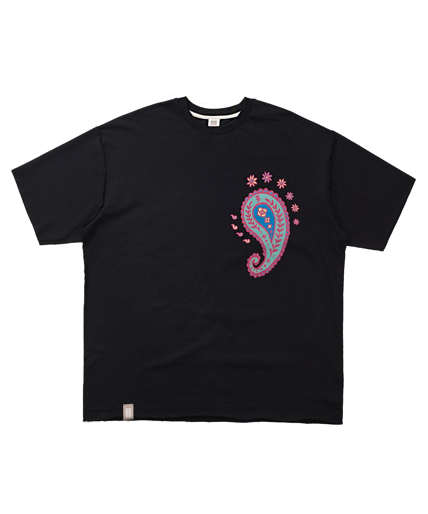 PAISLEY PRT. CUT-OUT 1/2 TEE (Black)