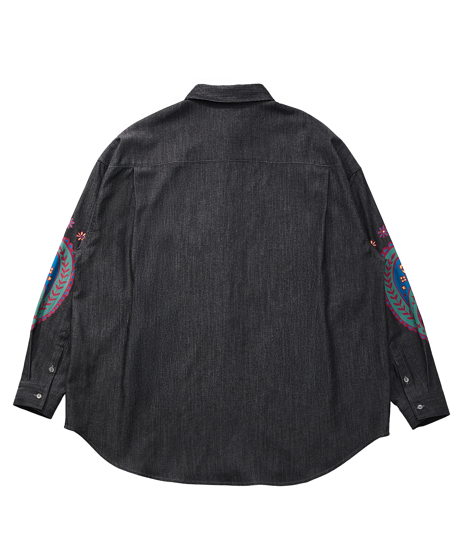 PAISLEY PRT. DENIM PLEATS SHIRT (Black)