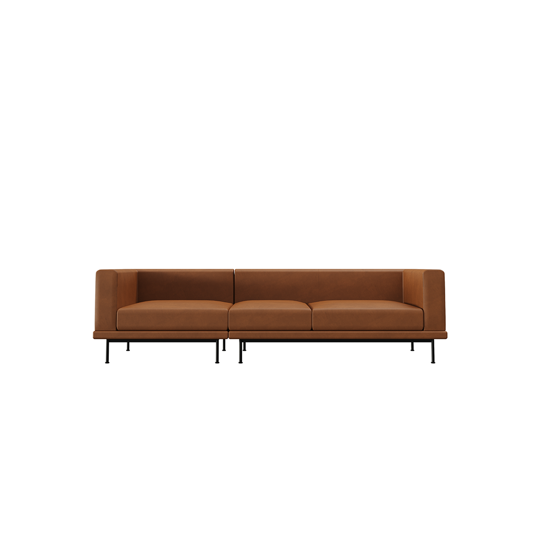 NO9. 2 Units Leather Sofa(Armrest Twin Seat/ Tray)