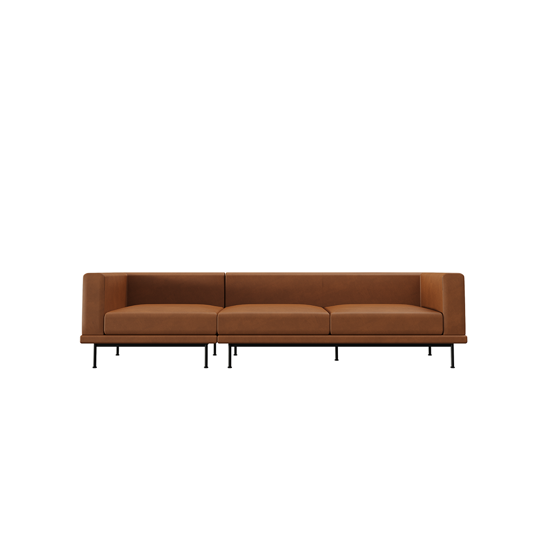 NO9. 2 Units Leather Sofa(Armrest Twin Seat/ Tray)