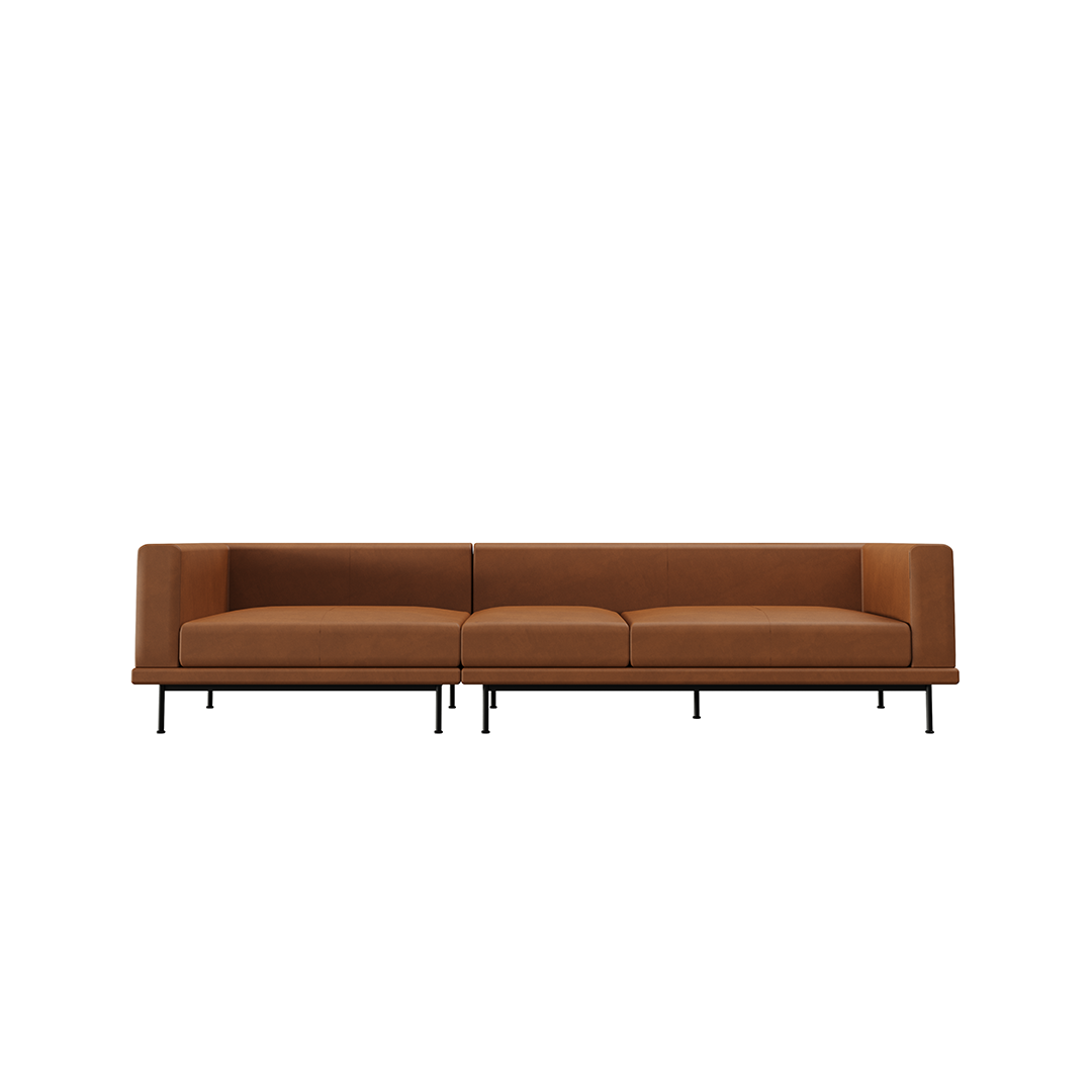 NO9. 2 Units Leather Sofa(Armrest Twin Seat/ Tray)