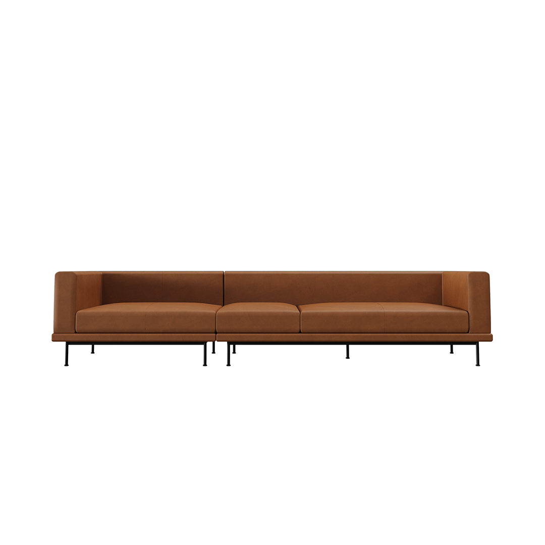 NO9. 2 Units Leather Sofa(Armrest Twin Seat/ Tray)