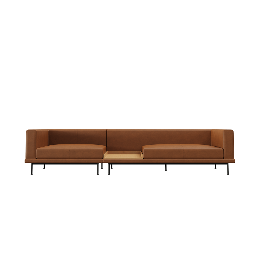 NO9. 2 Units Leather Sofa(Armrest Twin Seat/ Tray)