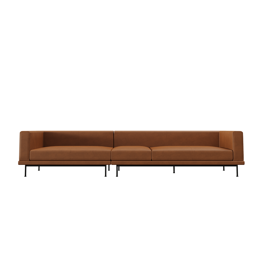 NO9. 2 Units Leather Sofa(Armrest Twin Seat/ Tray)