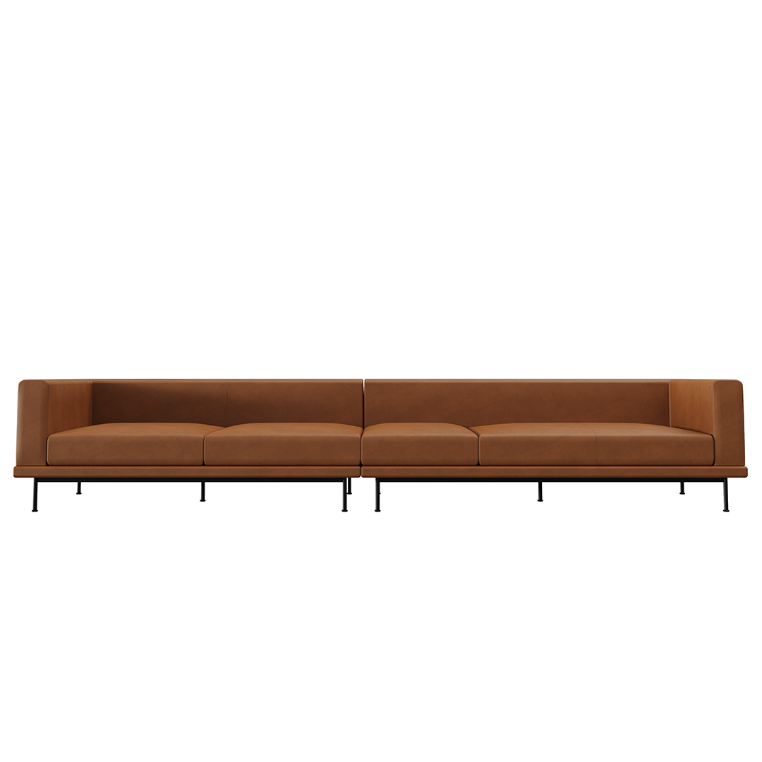 NO9. 2 Units Leather Sofa(Armrest Twin Seat/ Tray)